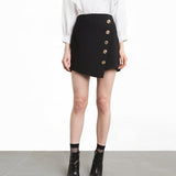 Asymmetric button style mini skirt