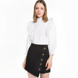 Asymmetric button style mini skirt
