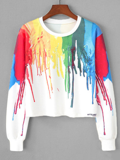 3D paint colorblast design pullover fashion sweater
