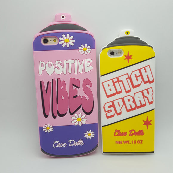 Funny 3D b*tch positive vibes spray can phone case