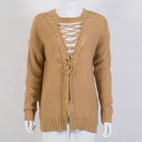 Lace up back knitted sweater top