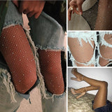 Rhinestone diamond fishnet mesh stockings