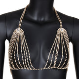 Rhinestone diamond choker necklace & bra bodychain harness set