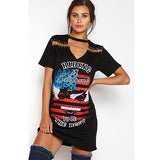 Rocker Cali distressed cutout tshirt dress