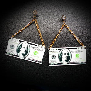 Dollar Dollar Bills dangle earrings