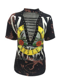 Guns & Roses Lace up distressed tshirt