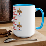 Santa clause and north pole Two-Tone Coffee Mugs, 15oz