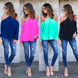 Classic off the shoulder chiffon loose blouse