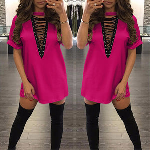 pink " New York Minute" lace up tshirt dress