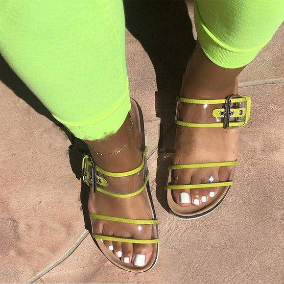 Women Summer Clear Transparent Jelly Slides Sandals