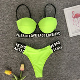 Women Push Up love letter Bikini Set Padded Beachwear
