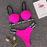 Women Push Up love letter Bikini Set Padded Beachwear