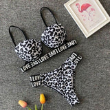 Women Push Up love letter Bikini Set Padded Beachwear