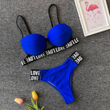 Women Push Up love letter Bikini Set Padded Beachwear