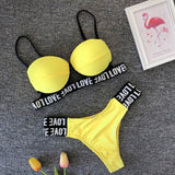 Women Push Up love letter Bikini Set Padded Beachwear