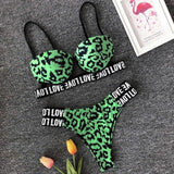 Women Push Up love letter Bikini Set Padded Beachwear