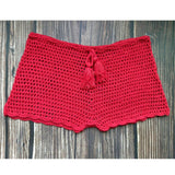 Tropical crochet beach swimsuit coverup shorts pants