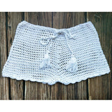 Tropical crochet beach swimsuit coverup shorts pants