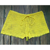 Tropical crochet beach swimsuit coverup shorts pants