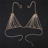 Women rhinestone crystal Body Chain Harness rhinestone Bra Beach Jewelry