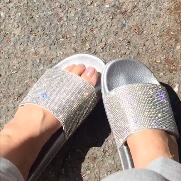 Deluxe Rhinestone crystal bling Slides slippers Flip Flops