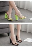 Women Classic clear neon Fluorescent green High Heels Slippers Sandals